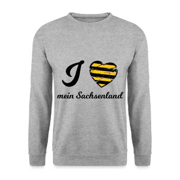 Ich liebe mein Sachsenland - Unisex Pullover - Weißgrau meliert - Vorne - Alina (178cm) & Michal (187cm)