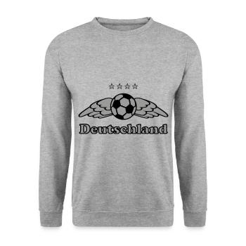 Deutsche Fußball Fans - Unisex Pullover - Weißgrau meliert - Vorne - Alina (178cm) & Michal (187cm)