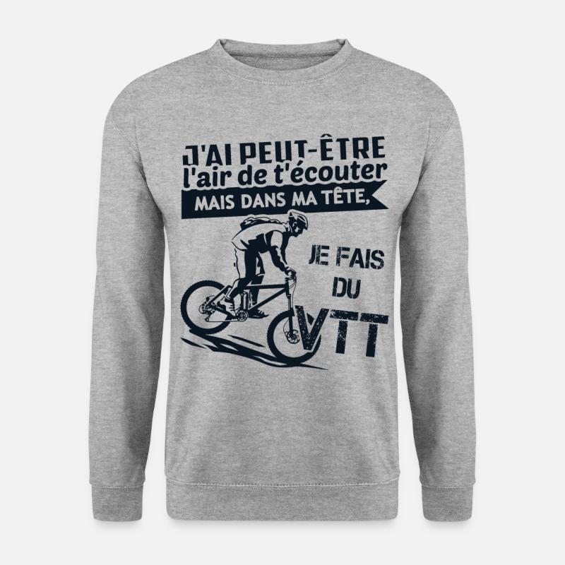 DANS MA TÊTE, JE FAIS DU VTT - Sweat-shirt Unisexe - gris chiné
