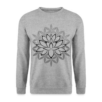 Lotus fleur de lotus fleur de vie - Sweat-shirt Unisexe - gris chiné - Devant - Alina (178cm) & Michal (187cm)