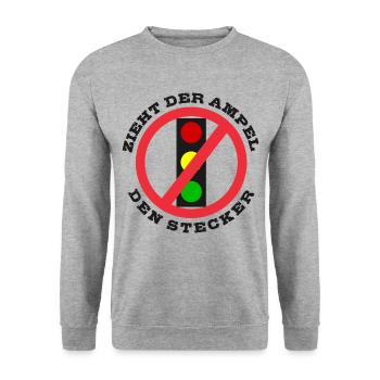 Zieht der Ampel den Stecker - Unisex Pullover - Weißgrau meliert - Vorne - Alina (178cm) & Michal (187cm)