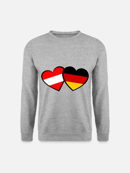 Das Herz der Deutsch Österreicher - Unisex Pullover - Weißgrau meliert