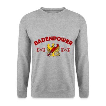 Le pouvoir de Baden - Sweat-shirt Unisexe - gris chiné - Devant - Alina (178cm) & Michal (187cm)