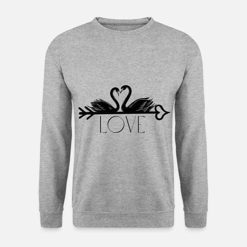 Liebe Schwan Design - Unisex Pullover - Weißgrau meliert