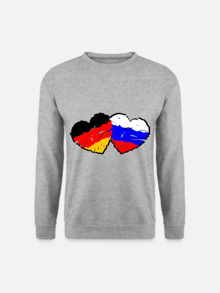 Deutsch Russische Liebe - Unisex Pullover - Weißgrau meliert