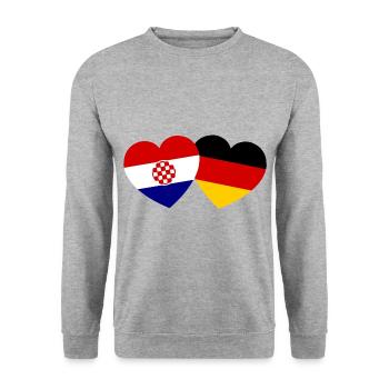 Croatian and German hearts - Unisex Sweatshirt - salt & pepper - Front - Alina (178cm) & Michal (187cm)