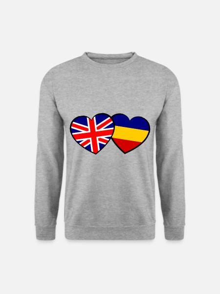 Die englisch rumaenischen Herzen - Unisex Pullover - Weißgrau meliert