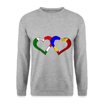 Amour italien roumain - Sweat-shirt Unisexe - gris chiné - Devant - Alina (178cm) & Michal (187cm)
