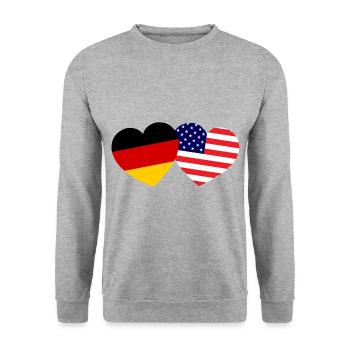 Die Deutsch Amerikanische Liebe - Unisex Pullover - Weißgrau meliert - Vorne - Alina (178cm) & Michal (187cm)