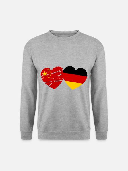 Allemand Chinois Amour - Sweat-shirt Unisexe - gris chiné
