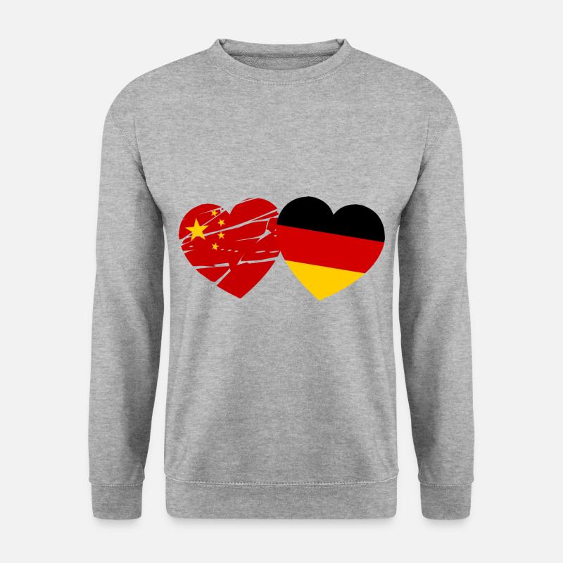 Deutsch chinesische Liebe - Unisex Pullover - Weißgrau meliert