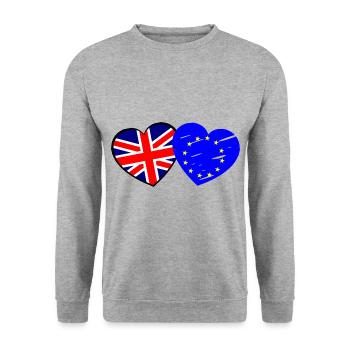 Die Briten und die Europäer - Unisex Pullover - Weißgrau meliert - Vorne - Alina (178cm) & Michal (187cm)