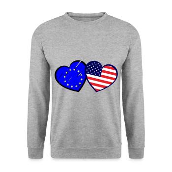 Die amerikanische Europa Liebe - Unisex Pullover - Weißgrau meliert - Vorne - Alina (178cm) & Michal (187cm)