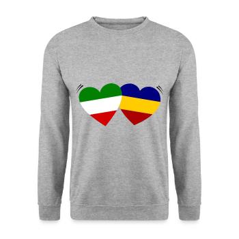Italy Romania Love - Unisex Sweatshirt - salt & pepper - Front - Alina (178cm) & Michal (187cm)