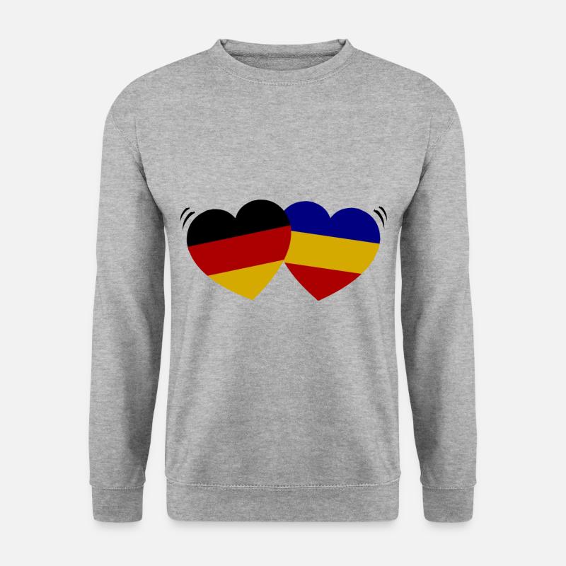 Rumänien Deutschland Partnerschaft - Unisex Pullover - Weißgrau meliert