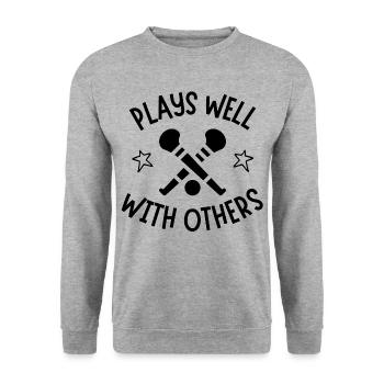 Hurling: Joue bien avec les autres. - Sweat-shirt Unisexe - gris chiné - Devant - Alina (178cm) & Michal (187cm)