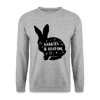 Lapins & Lecture - Sweat-shirt Unisexe - gris chiné - Devant - Alina (178cm) & Michal (187cm)