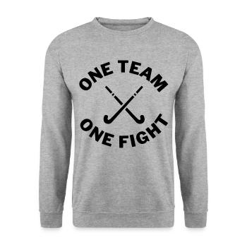Hockey: One team. One fight. - Unisex Sweatshirt - salt & pepper - Front - Alina (178cm) & Michal (187cm)