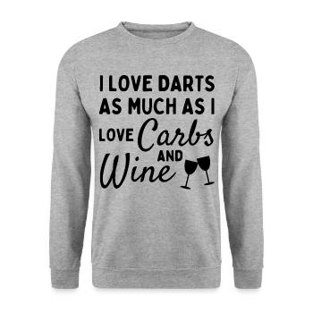 I love darts as much as I love carbs and wine - Unisex Sweatshirt - salt & pepper - Front - Alina (178cm) & Michal (187cm)