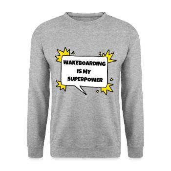 Le wakeboard est mon superpouvoir - Sweat-shirt Unisexe - gris chiné - Devant - Alina (178cm) & Michal (187cm)