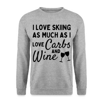 I love skiing as much as I love carbs and wine - Unisex Sweatshirt - salt & pepper - Front - Alina (178cm) & Michal (187cm)
