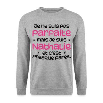 I'm not perfect but I'm Nathalie - Unisex Sweatshirt - salt & pepper - Front - Alina (178cm) & Michal (187cm)