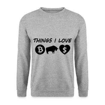 L’investisseur Bitcoin - Sweat-shirt Unisexe - gris chiné - Devant - Alina (178cm) & Michal (187cm)