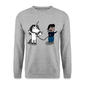 How to make a friend? - Unisex Sweatshirt - salt & pepper - Front - Alina (178cm) & Michal (187cm)