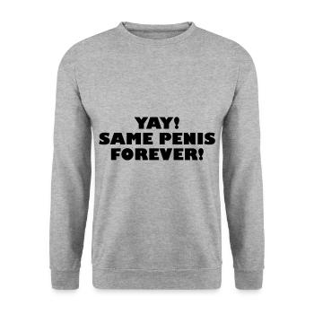 Toujours le même pénis cadeau de la mariée JGA - Sweat-shirt Unisexe - gris chiné - Devant - Alina (178cm) & Michal (187cm)