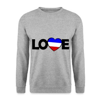 Die Franzosen Liebe - Unisex Pullover - Weißgrau meliert - Vorne - Alina (178cm) & Michal (187cm)