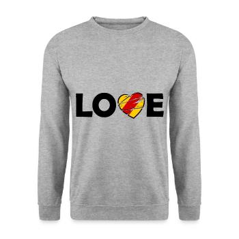 Badnerland Liebe - Unisex Pullover - Weißgrau meliert - Vorne - Alina (178cm) & Michal (187cm)