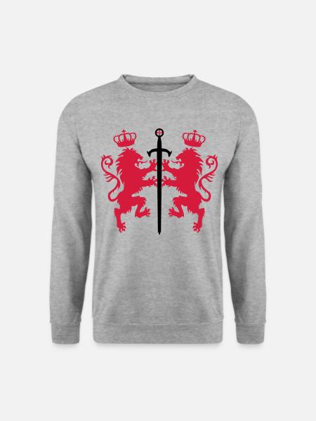 2 Loewen + sword crown heraldic animals 2c - Unisex Sweatshirt - salt & pepper
