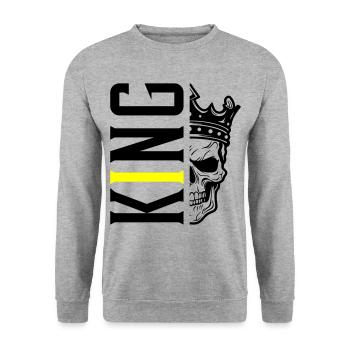 King Skull - Unisex Sweatshirt - salt & pepper - Front - Alina (178cm) & Michal (187cm)