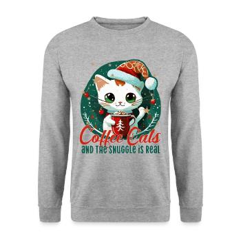 cats coffee coffee cats snuggle is real xmas - Unisex Sweatshirt - salt & pepper - Front - Alina (178cm) & Michal (187cm)