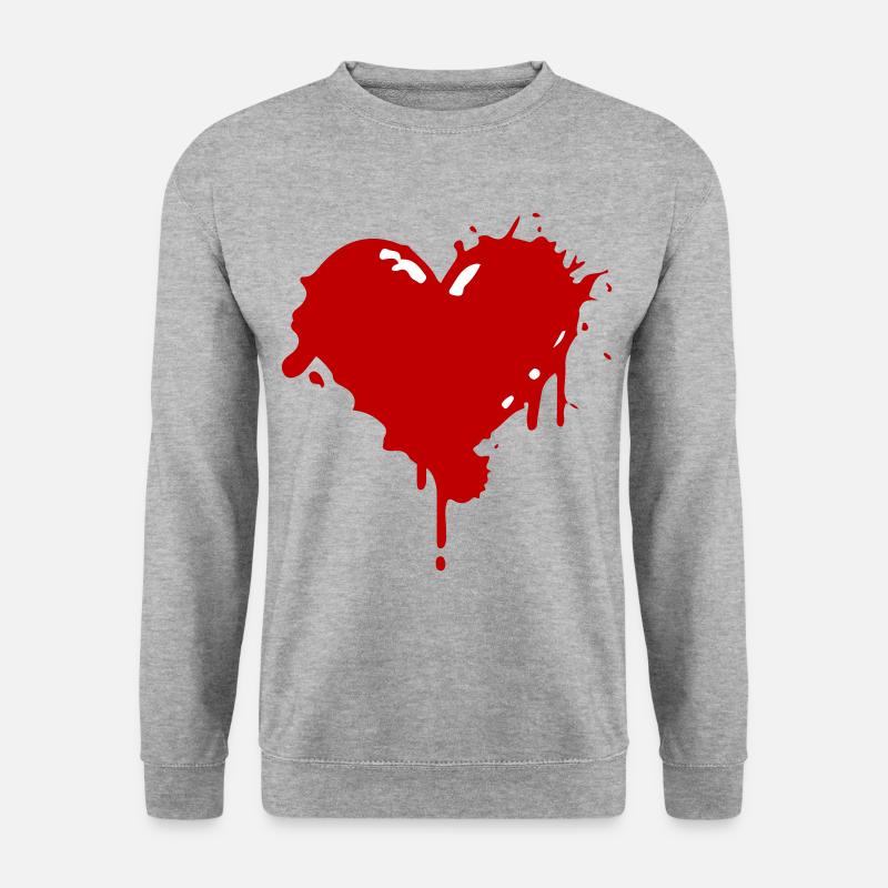 Herz Klecks Liebe - Unisex Pullover - Weißgrau meliert