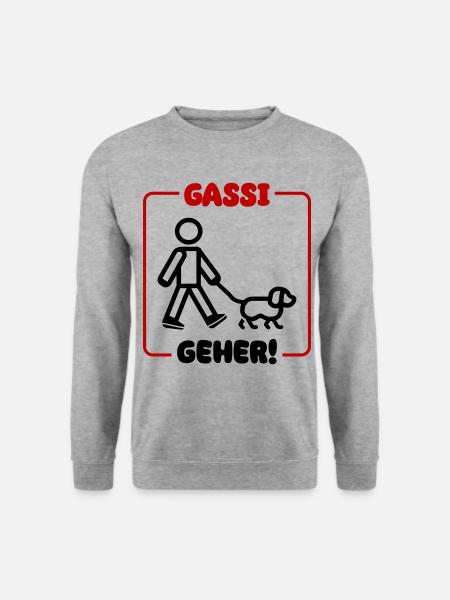 Gassi Gehen Hund - Unisex Pullover - Weißgrau meliert
