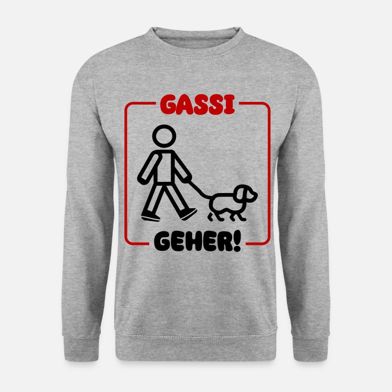 Gassi Gehen Hund - Unisex Pullover - Weißgrau meliert