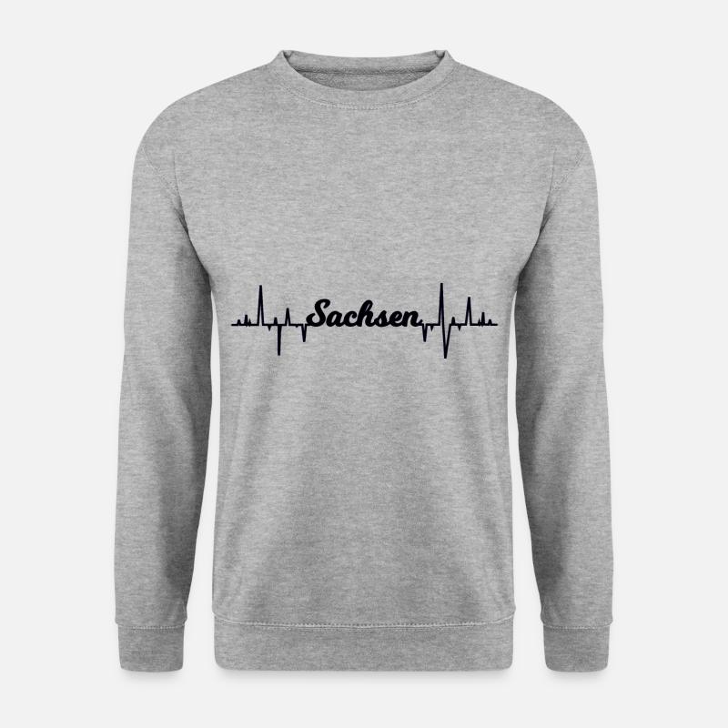 Herzschlag von Sachsen - Unisex Pullover - Weißgrau meliert