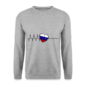 Russie Heartbeat - Sweat-shirt Unisexe - gris chiné - Devant - Alina (178cm) & Michal (187cm)