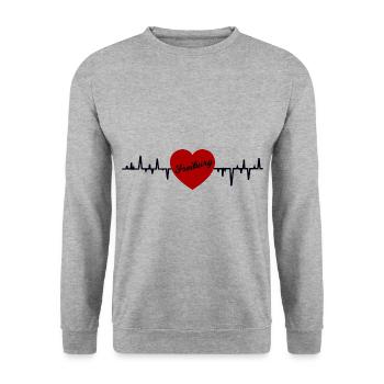 Freiburg heartbeat - Unisex Sweatshirt - salt & pepper - Front - Alina (178cm) & Michal (187cm)