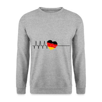 German Heartbeat - Unisex Sweatshirt - salt & pepper - Front - Alina (178cm) & Michal (187cm)