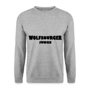 Die Wolfsburger Jungen - Unisex Pullover - Weißgrau meliert - Vorne - Alina (178cm) & Michal (187cm)