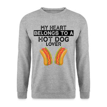 Mon cœur appartient au cadeau hot-dog lover - Sweat-shirt Unisexe - gris chiné - Devant - Alina (178cm) & Michal (187cm)