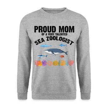 Fière Maman Océan Zooologiste Zooologie Mer - Sweat-shirt Unisexe - gris chiné - Devant - Alina (178cm) & Michal (187cm)
