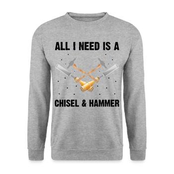 Mineraliensammler und Erze Mineralien Fan - Unisex Pullover - Weißgrau meliert - Vorne - Alina (178cm) & Michal (187cm)