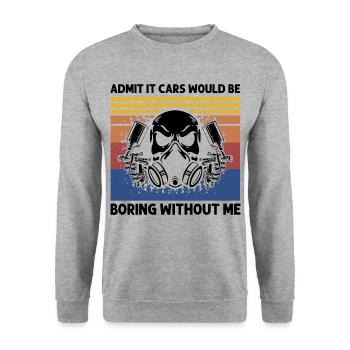 Autolackierer Angebot für Karosserietechniker - Unisex Pullover - Weißgrau meliert - Vorne - Alina (178cm) & Michal (187cm)