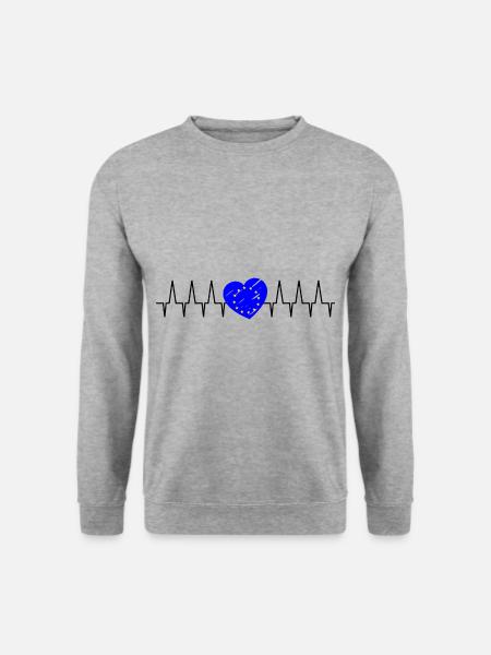 Europa Herzschlag - Unisex Pullover - Weißgrau meliert