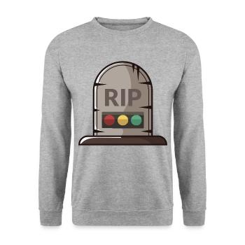 Ampel Ruhe in Frieden RIP - Unisex Pullover - Weißgrau meliert - Vorne - Alina (178cm) & Michal (187cm)