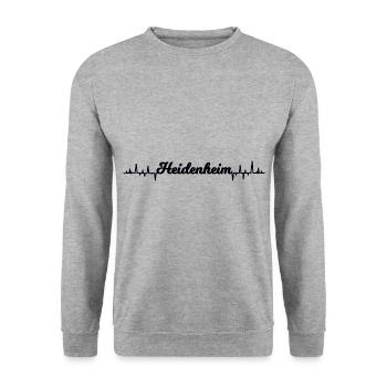 Der Herzschlag für Heidenheim - Unisex Pullover - Weißgrau meliert - Vorne - Alina (178cm) & Michal (187cm)