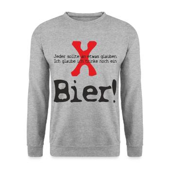 Saufen Kiffen Design 4971 - Unisex Pullover - Weißgrau meliert - Vorne - Alina (178cm) & Michal (187cm)